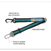Kurgo Direct to Seatbelt Tether for Dogs Swivel Tether, Coastal Blue - Material: Metal
