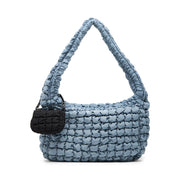 No Boundaries Women's Oversized Quilted Hobo Bag, Platinum - Stylish Exterior