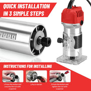 Gewna 800W Compact Wood Router, 1/4 Collet, 30000 RPM, Includes 15 Router Bits, Red