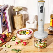Beautiful 2-Speed Immersion Blender, 400W Motor, 8-Inch Stainless Steel Shaft, 2-Cup Chopper, 24 oz Measuring Cup, White Icing, 19561