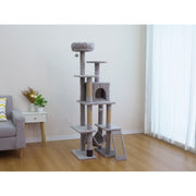 Vibrant Life 7-Level 65-Inch Cat Tree with Hammock and Condo, Light Gray