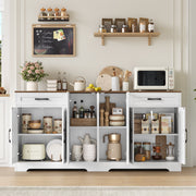 Homfa Buffet Cabinet, 70.8 in Farmhouse Sideboard with 6 Doors, 2 Drawers, Adjustable Shelves, White