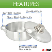 Chef PRO 6318-24 Commercial Grade Aluminum Caldero Stock Pot, 28.4 Quarts