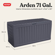 Keter Marvel Plus 71 Gallon Resin Outdoor Storage Box with Wood-Look Texture, Weather-Resistant, Lockable, Graphite