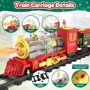 WonderStone WS-72A Electric Trains Set with Lights & Sound, Classical Cargo Cars & Tracks with Steam Engine