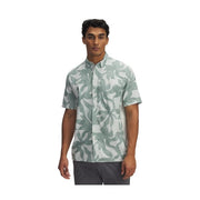 Under Armour Shorebreak Hybrid Printed Woven Short-Sleeve Button-Down Shirt, Silica Green Stone, Large, 81519840