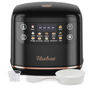 Bluebow Digital Rice Cooker 6-Cup/2.1QT Small Rice Maker 10 Presets 24-Hour Delay Timer & Keep Warm Non-Stick Inner Pot Black