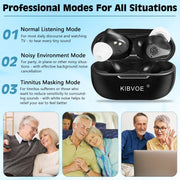KIBVOE LK-202214 Rechargeable Hearing Aid, Digital Noise Cancelling, Mini Behind-the-Ear, Portable Charging Case, Black