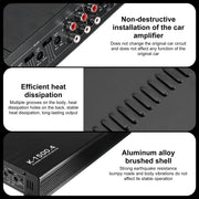 Pecham CC1895 2000W 4 Channel Car Amplifier, Digital Stereo Class A/B Amp, Adjustable Low/High Pass Filters, Bass Boost, Aluminum Alloy
