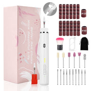 CIICII Electric Nail Drill Kit, Wireless Charging, Adjustable 8,500-20,000 RPM, Smart LED Light, Low Noise Motor, White - for Men Women Home Salon