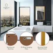 Hamilton Hills Black Framed Wall Mirror, 30 x 40 Inch, Large Modern Rectangular Floating Glass Panel, Solid Wood Backing, Versatile Horizontal or Vertical Mounting