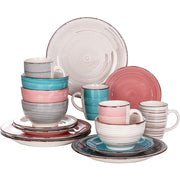 Vancasso Bella Dinnerware Set, 16 Piece Porcelain Stoneware, Handpainted Turquoise, Scratch-Resistant, Microwave and Dishwasher Safe, Service for 4