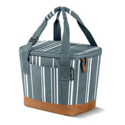 CleverMade Tahoe Soft Sided Collapsible Cooler Bag, 18 Can Capacity, Dusty Teal Striped
