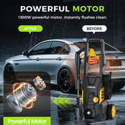 HOMSHADE 1800W Electric Pressure Washer, 5000 PSI, 3.0 GPM, Portable with 4 Nozzles, 25ft Cord, 23ft Hose, PW80