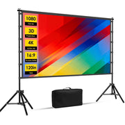 Florascent Projector Screen with Stand, 120 Inch 16:9 Portable Outdoor Screen, Double-Sided Projection, White