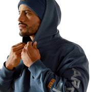 Ariat Rebar Graphic Hoodie, Durable 10 oz Fleece, Orion Blue/Dusty Blue, Large, 10062528