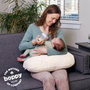 Boppy Nursing Pillow Luxe, Ergonomic Breastfeeding Pillow with Firm, High, Large Water-Repellent Cushion, Washable Premium Fabric Cover, Oatmeal Boucle