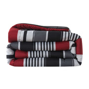 Mainstays MS8502263422-16 All in One Reversible Comforter and Sheet set- 7 Piece, King, Red and Black Stripe
