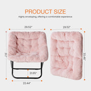 Concetta Folding Saucer Chair, Square X-Large, Faux Fur Upholstery, Padded Cushion, Pink, Metal Frame, Indoor Lounge Seating, WMCO-C-YLF28IN-PK