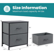 Edx Nightstand Set of 2 Fabric Gray, Versatile Nightstands with 2 Drawers, Adjustable Legs, Foldable Design