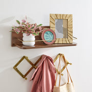 Better Homes & Gardens BHD636135663001 23-inch Walnut Shelf with Gold Metal Rail