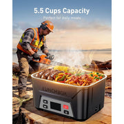 VicTsing Cordless Electric Lunch Box, Portable Food Warmer with 8000mAh Rechargeable Battery, 1.3L Capacity, Removable Divider, Black