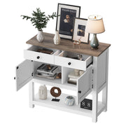 Homfa Farmhouse Console Table with Drawers and Cabinet for Entryway 2 Door and 2 Drawers Wood Foyer