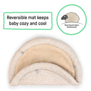 Ingenuity Every Season Plush Lambswool Baby Play Gym with Reversible Mat and Wooden Toy Bar, Natural Cream, 37 in, 16969