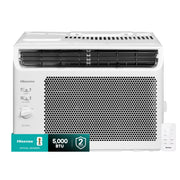 Hisense 5,000 BTU Window Air Conditioner, 150 Sq Ft Cooling, Easy-Clean Washable Filter, 4-Way Air Direction, Remote Control, White, WAW0525CM1W