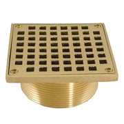 Jones Stephens 3-1/2 IPS Metal Spud with 6 Polished Brass Square Strainer, Modern Style, Brass Construction, D60961