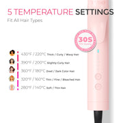 TYMO HC506 360 Degree Airflow 2-in-1 Curling Iron and Flat Iron Hair Straightener, 5 Heat Settings, 1.25 Inch Barrel, Pink