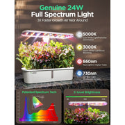 LetPot 10-Pod Hydroponics Growing System with WiFi and APP Control, Adjustable 24W Full-Spectrum LED Grow Lights, 3.5L Water Tank, White, 17356717558