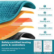 TCVOR Extra Large Heating Pad, 17 x 33 in, Super Soft Flannel, 6 Heat Settings, 6 Timer Options, Corded Electric NA-H1223C