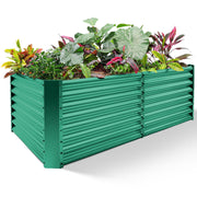 Land Guard F2 Raised Rectangle Garden Bed, 8x4x2 ft, Galvanized Steel, 24-Inch Deep Growing Space, Forest Green