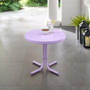 Crosley Furniture Griffith Outdoor Side Table, Retro Lavender Gloss, Weather-Resistant Steel, Compact Round Pedestal, Supports 100 lbs