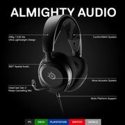 SteelSeries 61606 Arctis Nova 1 Multi-System Gaming Headset, Hi-Fi Drivers, Comfort Design, Ultra Lightweight, Noise-Cancelling Mic, for PC, PS5/PS4, Switch, Xbox (Black)