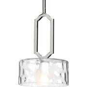 Progress Lighting Caress 1-Light Mini Pendant, Polished Nickel, Clear Water Glass Shade, Contemporary, P5306-104WB