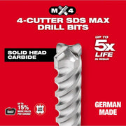 Milwaukee 48-20-3934 3/4 in. x 24 in. x 29 in. 4-Cutter SDS-MAX Carbide Drill Bit