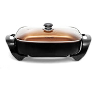 Caynel 16 Inch Nonstick Electric Skillet Jumbo, 1400W, Tempered Glass Lid, Cool-Touch Handles, Rectangle Basin, EL438