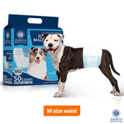 American Kennel Club Male Dog Wrap Disposable Diapers with Wetness Indicator, Medium Waist 18-25 in, 50 Count AKC70012