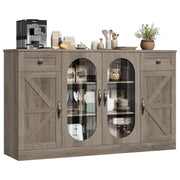 Homfa 53131A Kitchen Sideboard Buffet Cabinet with Glass Doors, Adjustable Shelves, Gray