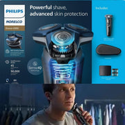 Philips Norelco Shaver 6000 Series 6900 SenselQ Wet & Dry Electric Shaver with SkinProtect Blades and Quick Clean Pod, Black and Gray, S9000/89