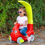 Simplay3 Convert-a-Coupe Toddler Ride-On Car, Red, Parent Push Handle Converts to Foot-Powered Ride-On, Ages 2-5, 223030-01-CA