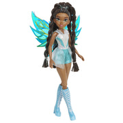 Playmates Toys Winx Club Aisha Fairy Doll, 10.5-Inch, Metallic Pink Glitter Outfit, Removable Translucent Wings, Poseable