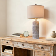 Oneach Farmhouse Table Lamp Set of 2, 25.5 in, Resin Base, Beige Linen Drum Shade, Rotary Switch, E26 Bulb Compatible, AMZ-T1136WA