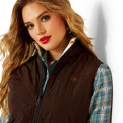 Ariat Women's Dilon 2.0 Reversible Insulated Vest, Brown, Large, Sleeveless, Standing Collar, Full Front Zipper, 3216372