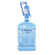 Primo Brands Portable Water Dispenser, Manual Pump, BPA-Free, Compatible with 3- and 5-Gallon Bottles, Dishwasher Safe, Blue and White