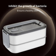 Heated Lunch Box, 3-Layer Insulated, Leak-Proof, Food-Grade Stainless Steel, Portable with Handle
