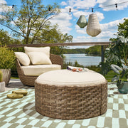 Beautiful Outdoor Ottoman and Coffee Table with Reversible Top, Handwoven All-Weather Wicker, Brown Porcini, 16185461451