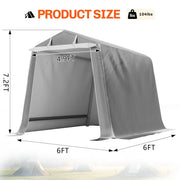 Walsunny BP10-GR Storage Shelter 6X6 ft Tent Outdoor Portable Shelter Shed for Motorcycle